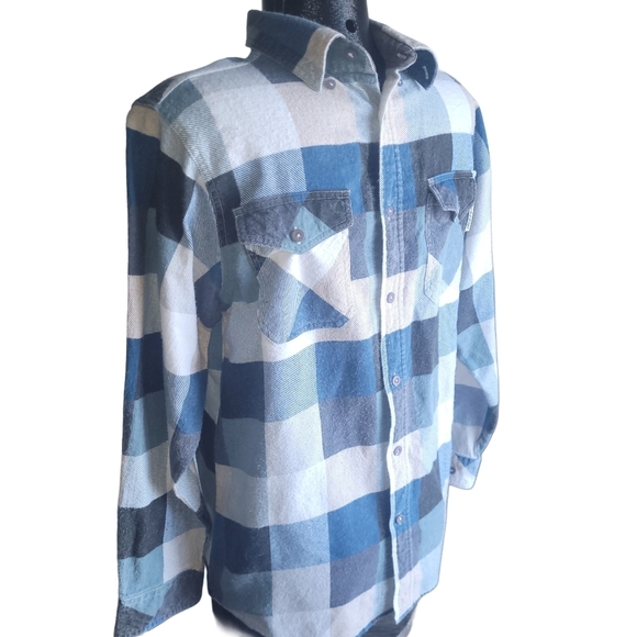 Jackfield Blue And White Plaid Flannel Shirt S - Picture 3 of 5